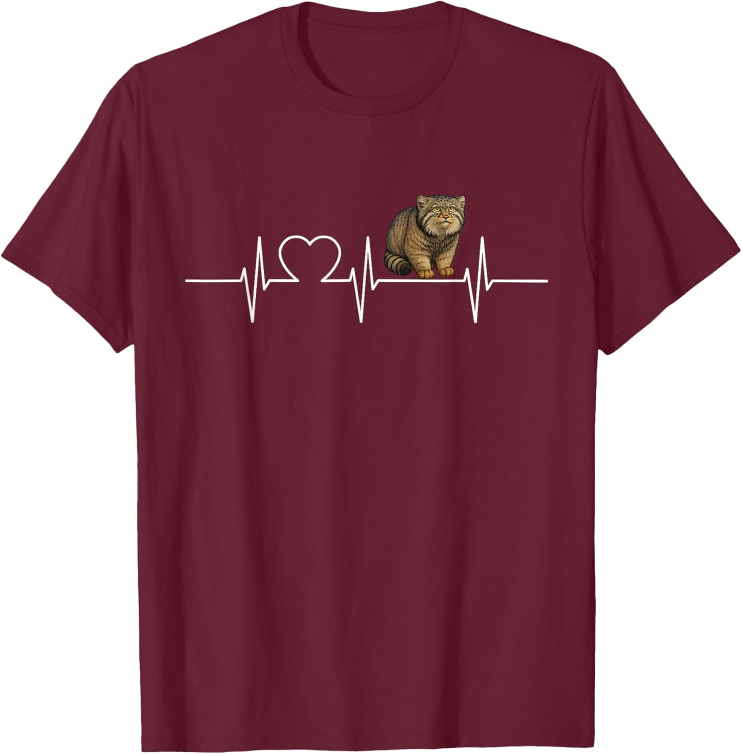 Pallas´s Cats Manul Heartbeat Pallas´s Cat T-Shirt - T-Shirt | Maroon