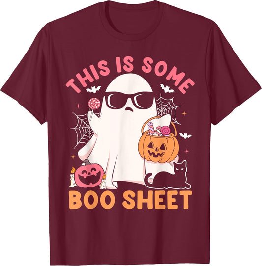 This Is Some Boo Sheet Cute Ghost Retro Halloween Costume T-Shirt - T-Shirt | Maroon