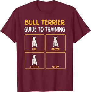 Funny Bull Terrier Guide to Training Dog Obedience Trainer T-Shirt - T-Shirt | Maroon