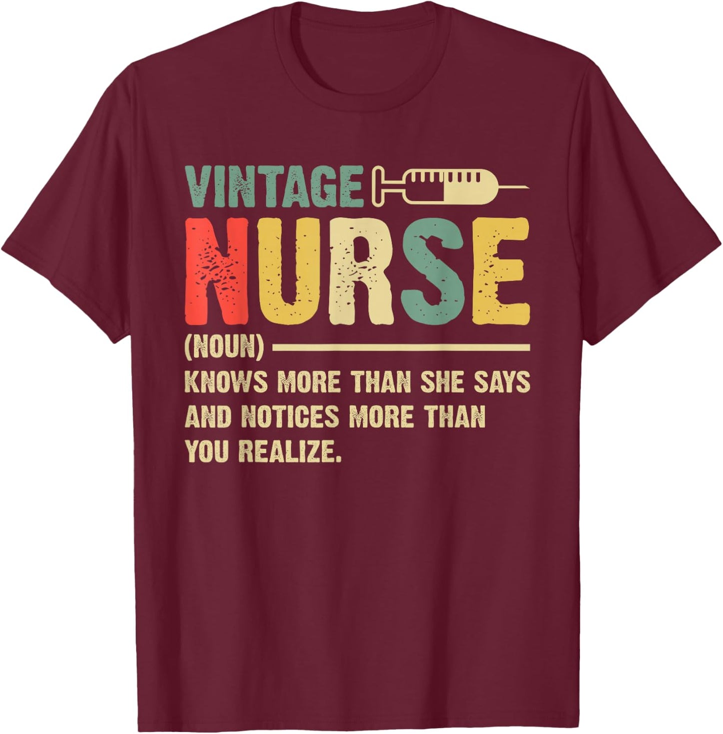 Vintage Nurse Definition Hospital Medical Registered Nursing T-Shirt - T-Shirt | Maroon