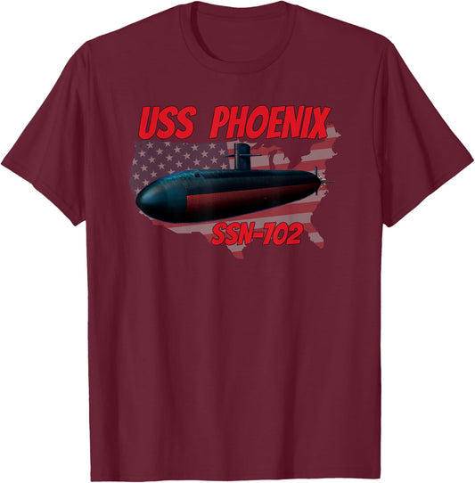 USS Phoenix SSN-702 Submarine Veterans Day Father Grandpa T-Shirt - T-Shirt | Maroon