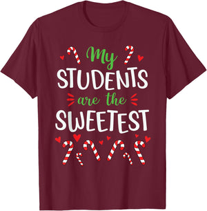Cute Christmas Quote For Teacher Funny Winter Candy Cane T-Shirt - T-Shirt | Maroon