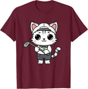 Golfing Funny Cat Golf Women Girls Golf Kawaii T-Shirt - T-Shirt | Maroon