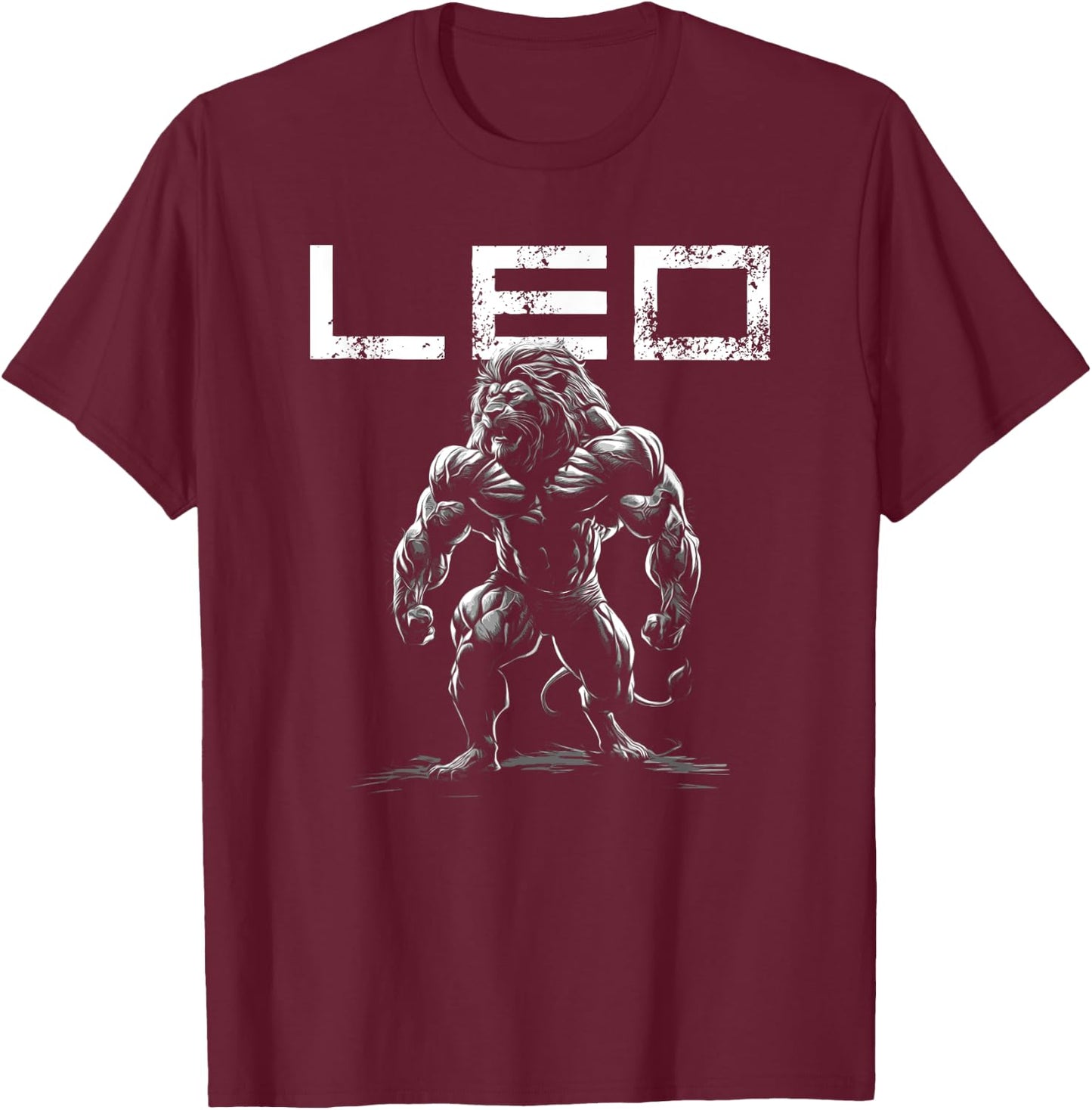 Lion With Muscles Leo Zodiac Workout Gym T-Shirt - T-Shirt | Maroon