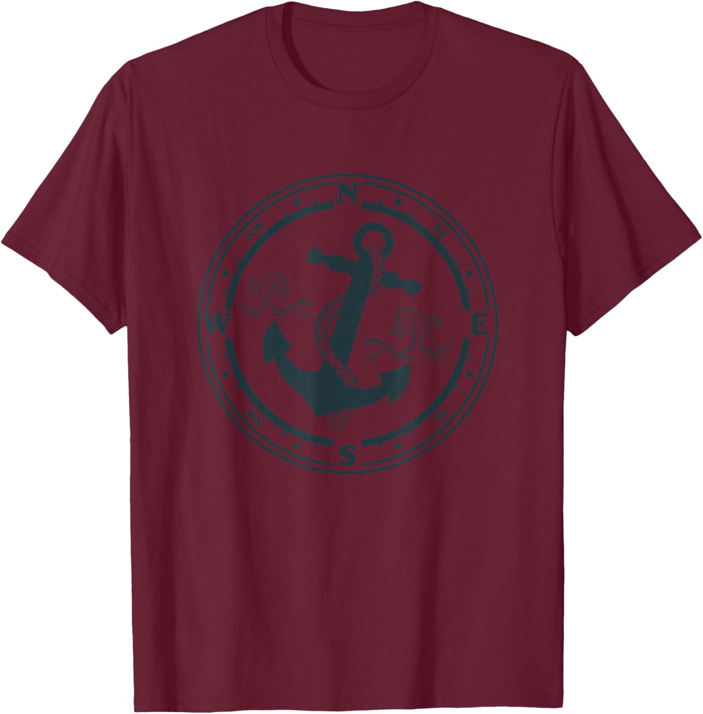 Compass Anchor Maritime Design with Compass Captain Sailor T-Shirt - T-Shirt | Maroon