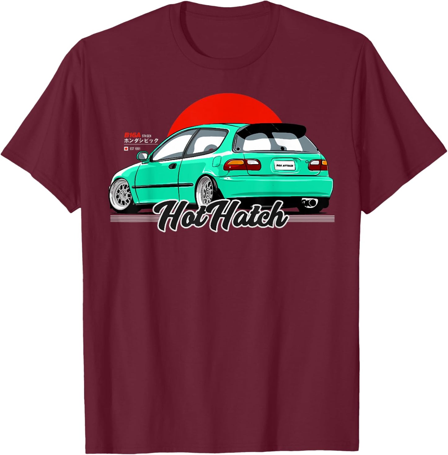 Civic eg hothatch Japanese car T-Shirt - T-Shirt | Maroon