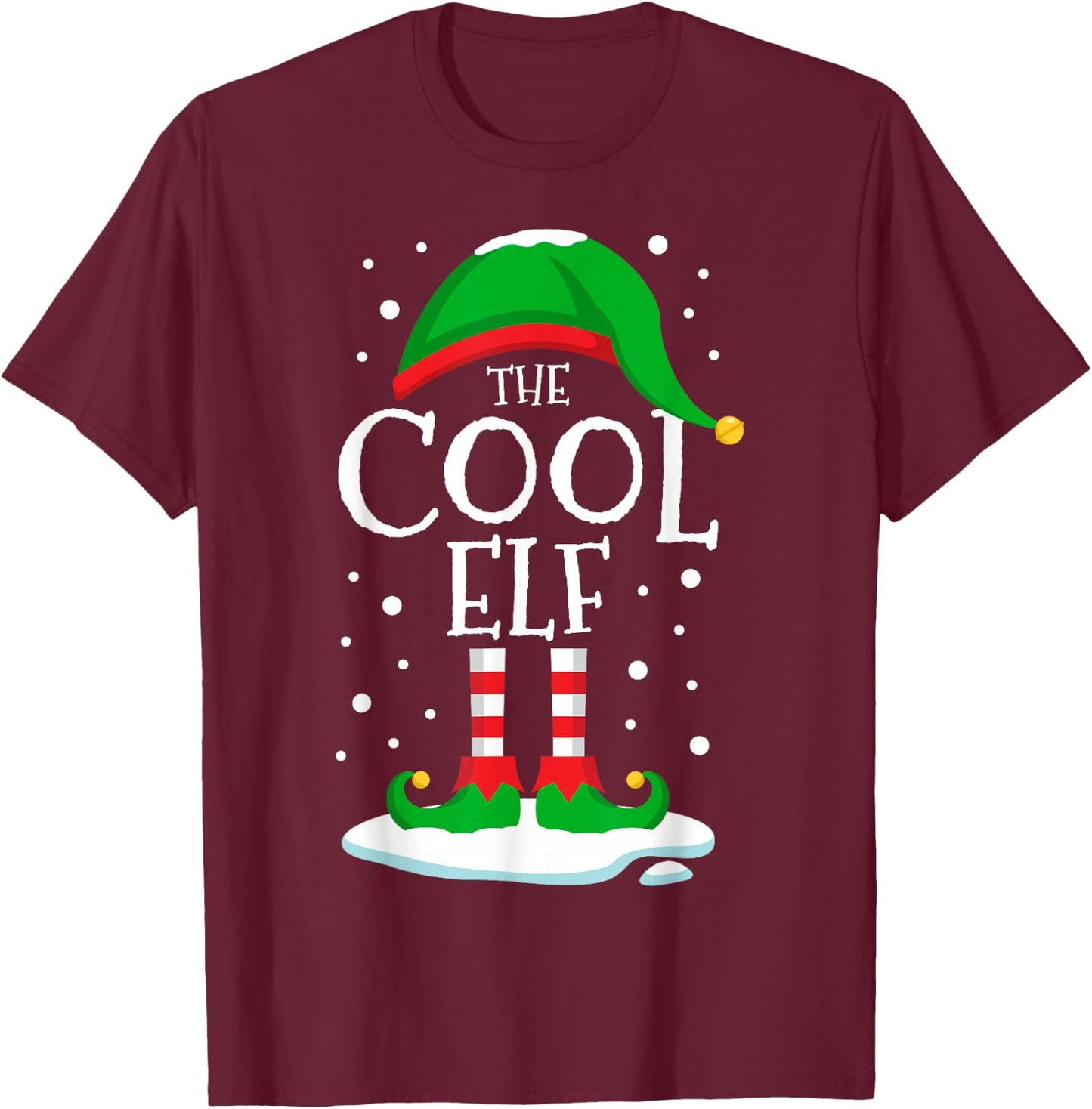 The Cool Elf Christmas Family Matching Xmas Group Funny T-Shirt - T-Shirt | Maroon