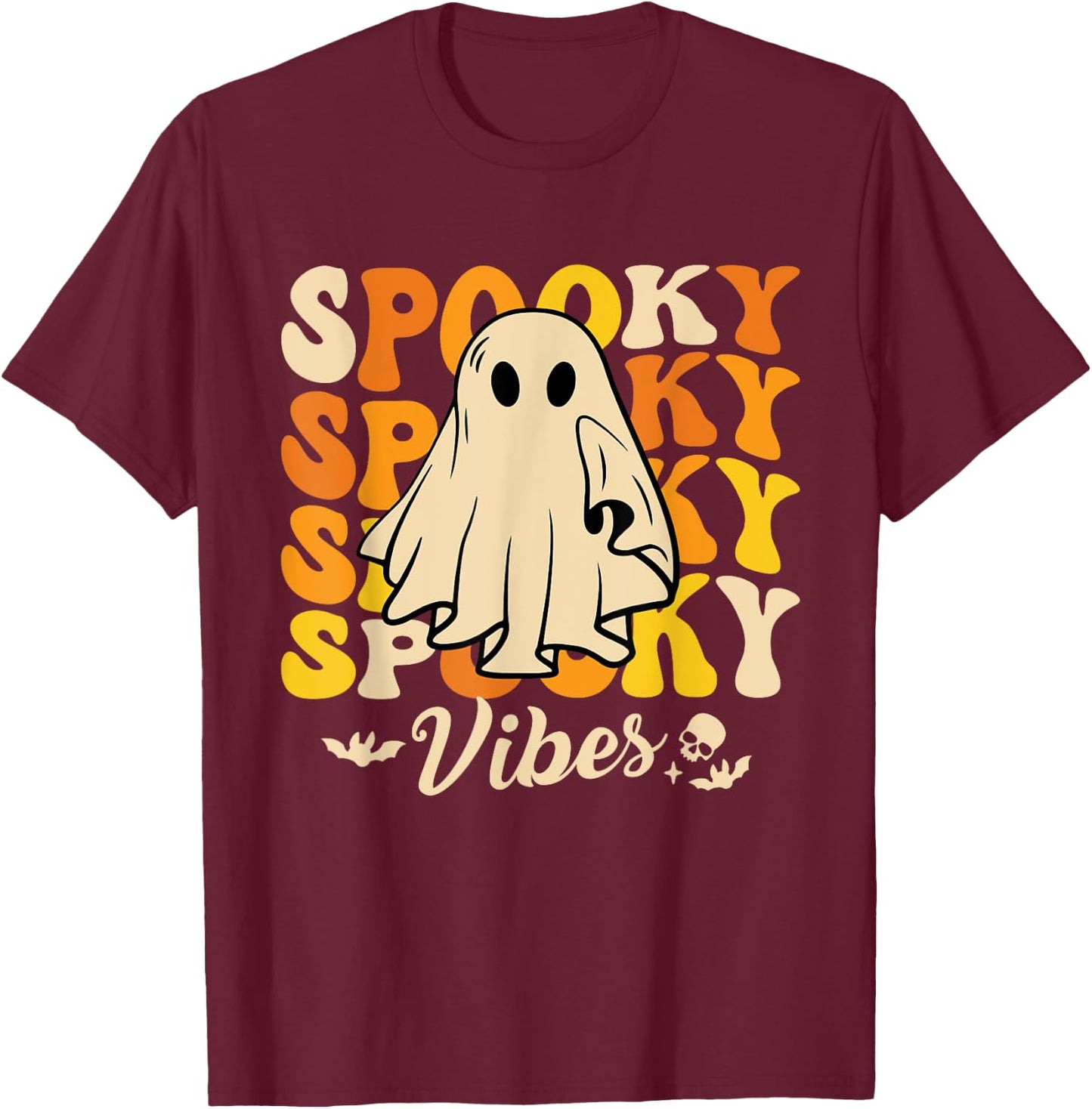 Spooky Vibes Funny Lazy Halloween Costume Outfit T-Shirt - T-Shirt | Maroon