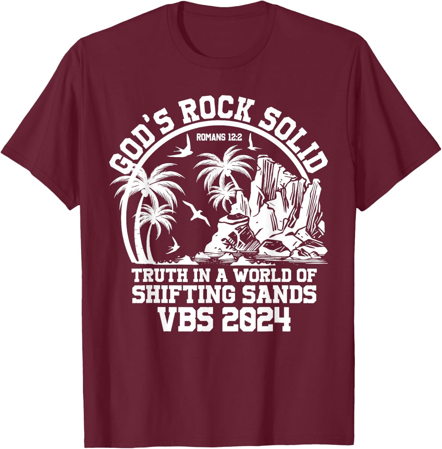 God's Rock Solid VBS 2024 Vacation Bible School T-Shirt - T-Shirt | Maroon