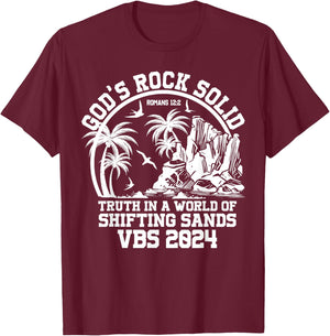 God's Rock Solid VBS 2024 Vacation Bible School T-Shirt - T-Shirt | Maroon