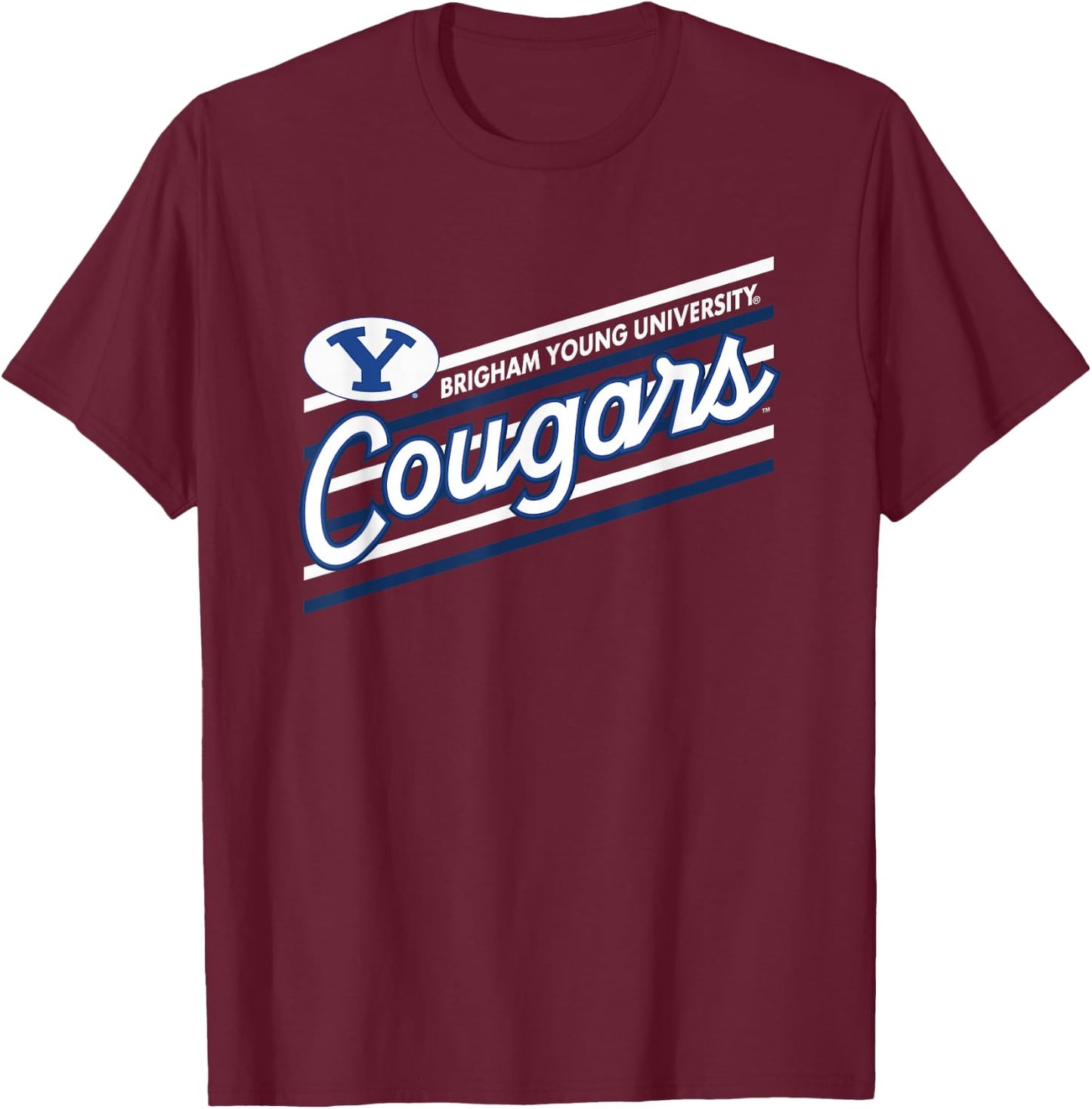 BYU Cougars Retro Performer Blue Officially Licensed T-Shirt - T-Shirt | Maroon