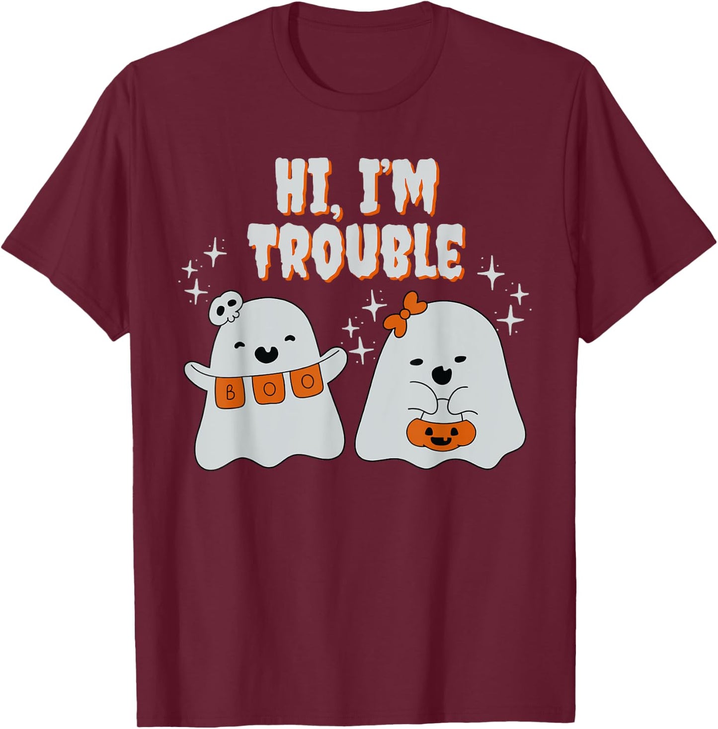 Hi, I'm Trouble Matching Couple Halloween Costume T-Shirt - T-Shirt | Maroon