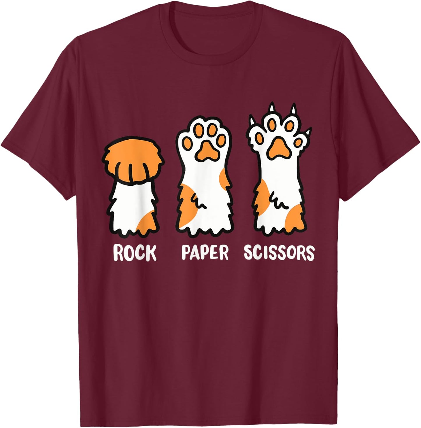 Cat Cats Cat Lover Cat Owner Rock Paper Scissors Funny T-Shirt - T-Shirt | Maroon