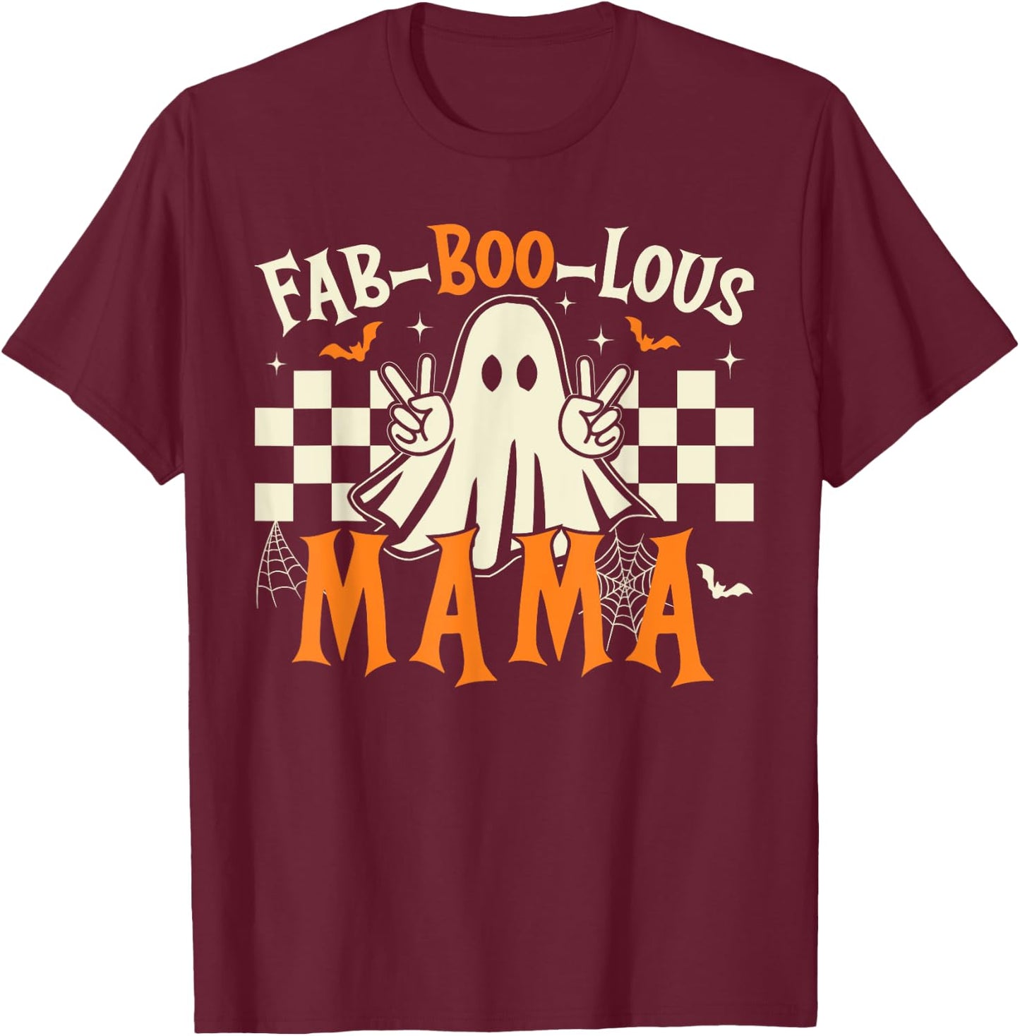Fab Boo Lous Mama Retro Ghost Spooky Mama Halloween Costume T-Shirt - T-Shirt | Maroon