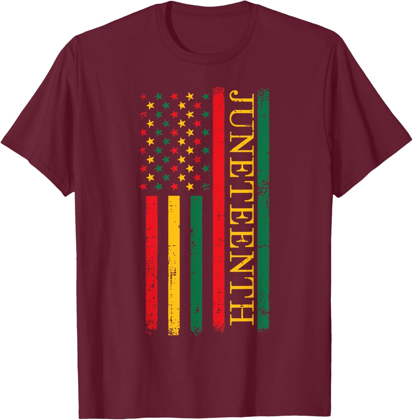 Juneteenth African American Flag Freedom 1865 Women Men Kids T-Shirt - T-Shirt | Maroon