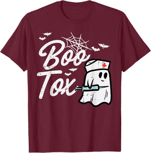 Halloween Nurse Boo Tox Botox Funny Costume Scrub Top Women T-Shirt - T-Shirt | Maroon