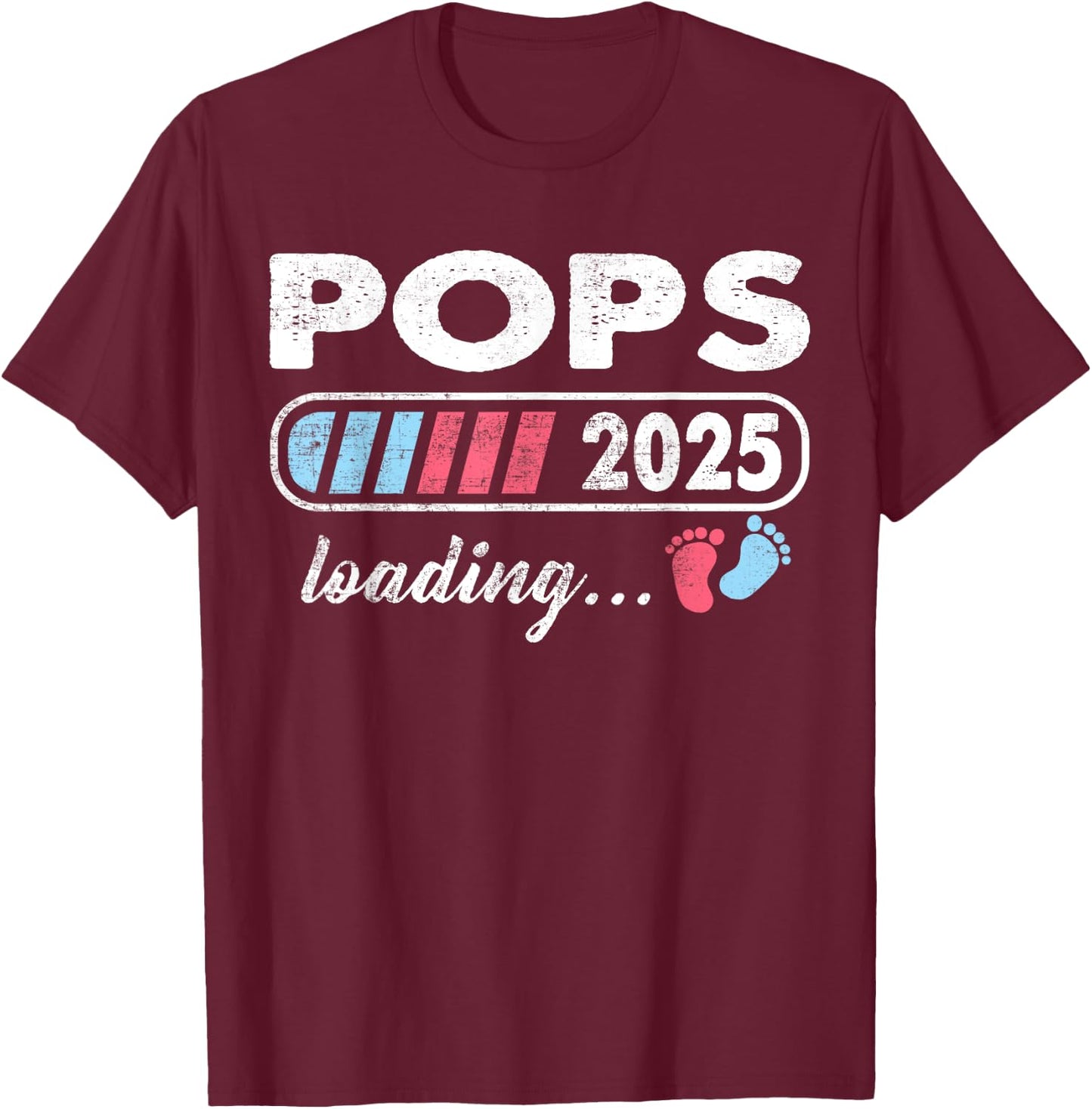 Pops 2025 Loading a Girl or a Boy Baby Announcement T-Shirt - T-Shirt | Maroon