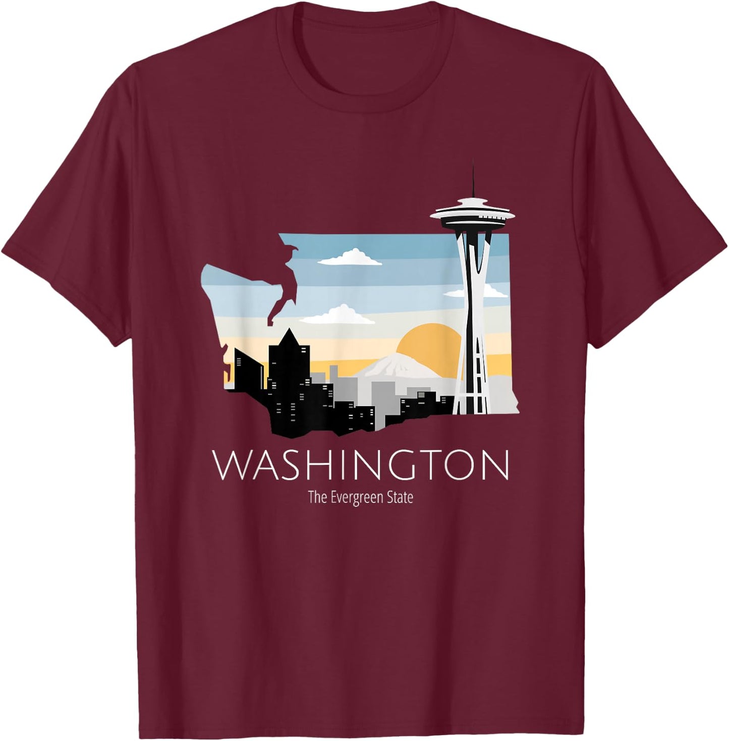Washington Proud State Motto The Evergreen State T-Shirt - T-Shirt | Maroon