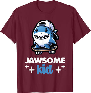 Cool Shark Jawsome Kid Beach Funny Shark T-Shirt - T-Shirt | Maroon