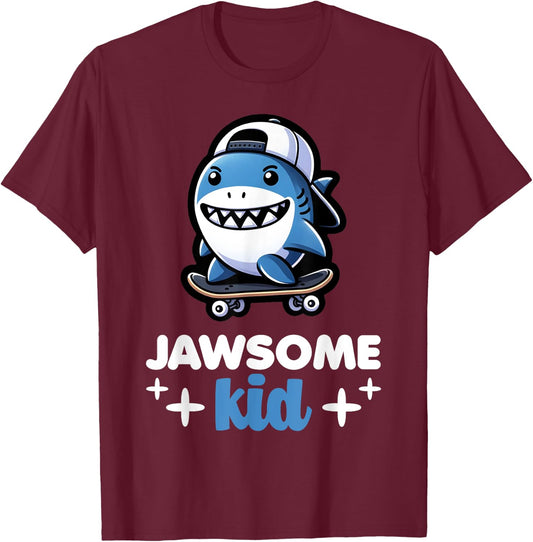 Cool Shark Jawsome Kid Beach Funny Shark T-Shirt - T-Shirt | Maroon