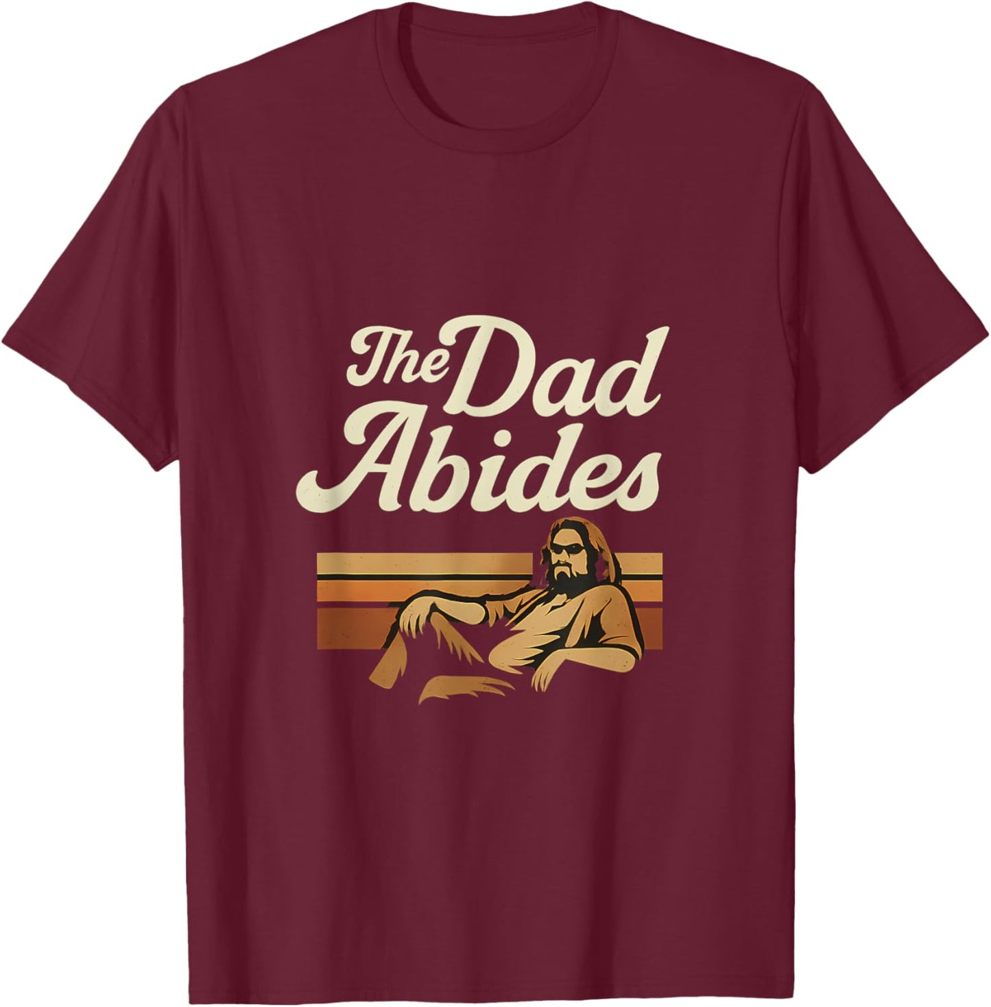 Retro 70s The Dad Abides Vintage Style Design T-Shirt - T-Shirt | Maroon
