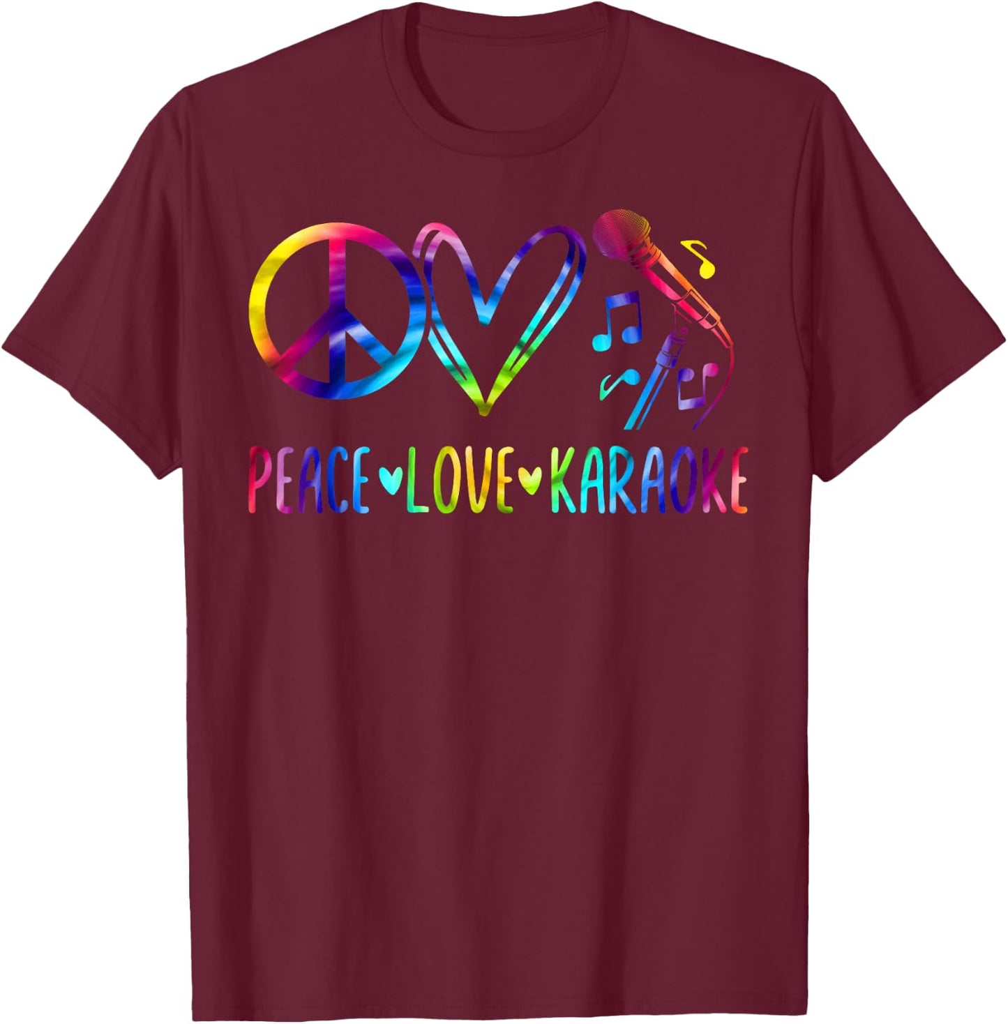 Karaoke Singer 80s Retro Vintage Peace Love Karaoke T-Shirt - T-Shirt | Maroon