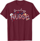 Patriotic Nurse July Of 4th Floral Oncology Nurse Medical T-Shirt - T-Shirt | Maroon