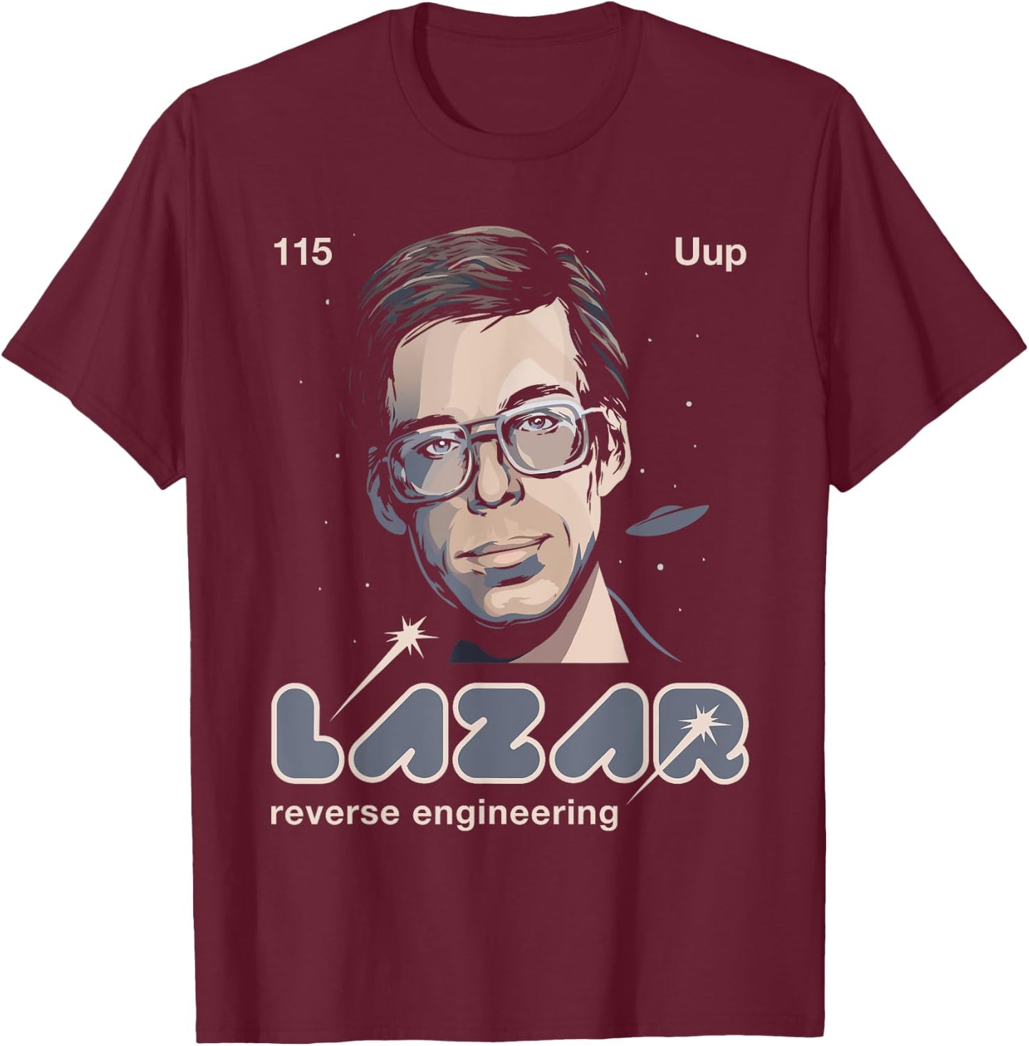 Bob Lazar Reverse Engineering Area 51 - Men's Classic Fit Blue Short Sleeve - Small T-Shirt - T-Shirt | Maroon