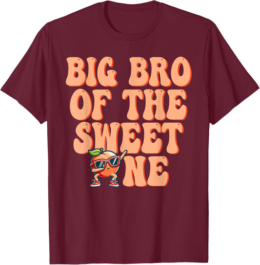 Big Brother of The Sweet One Peach 1st Birthday on Peach T-Shirt - T-Shirt | Maroon