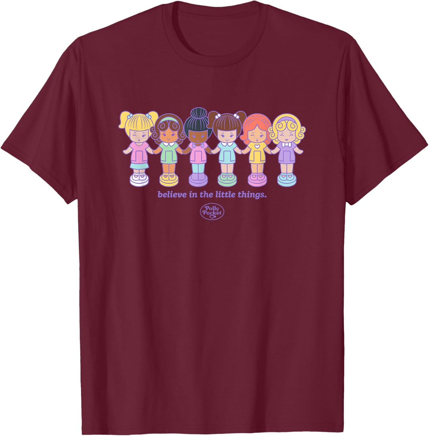 Polly Pocket - Believe in the Little Things Polly Dolls T-Shirt - T-Shirt | Maroon