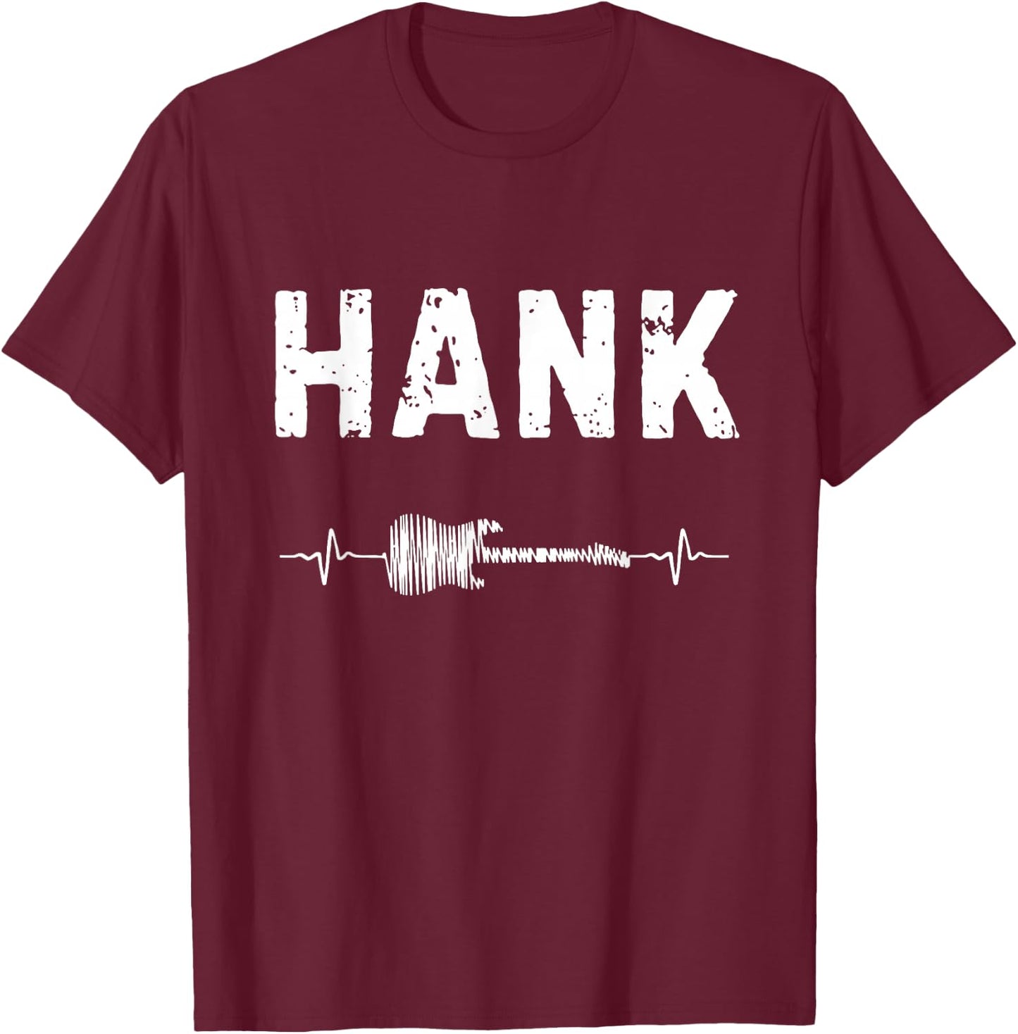 Hank Guitar Heartbeat Music Guitarist Retro Vintage T-Shirt - T-Shirt | Maroon