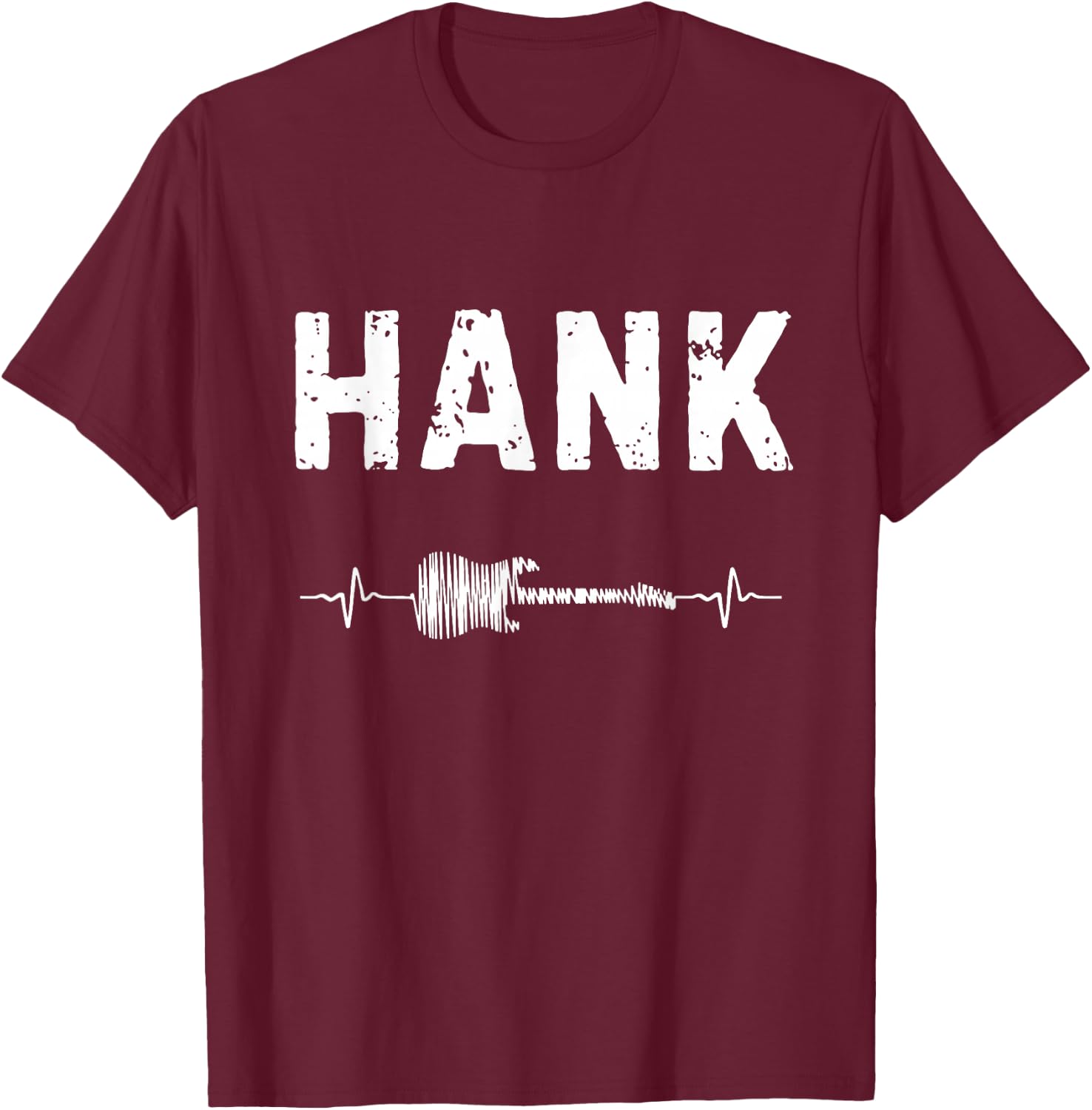 Hank Guitar Heartbeat Music Guitarist Retro Vintage T-Shirt - T-Shirt | Maroon
