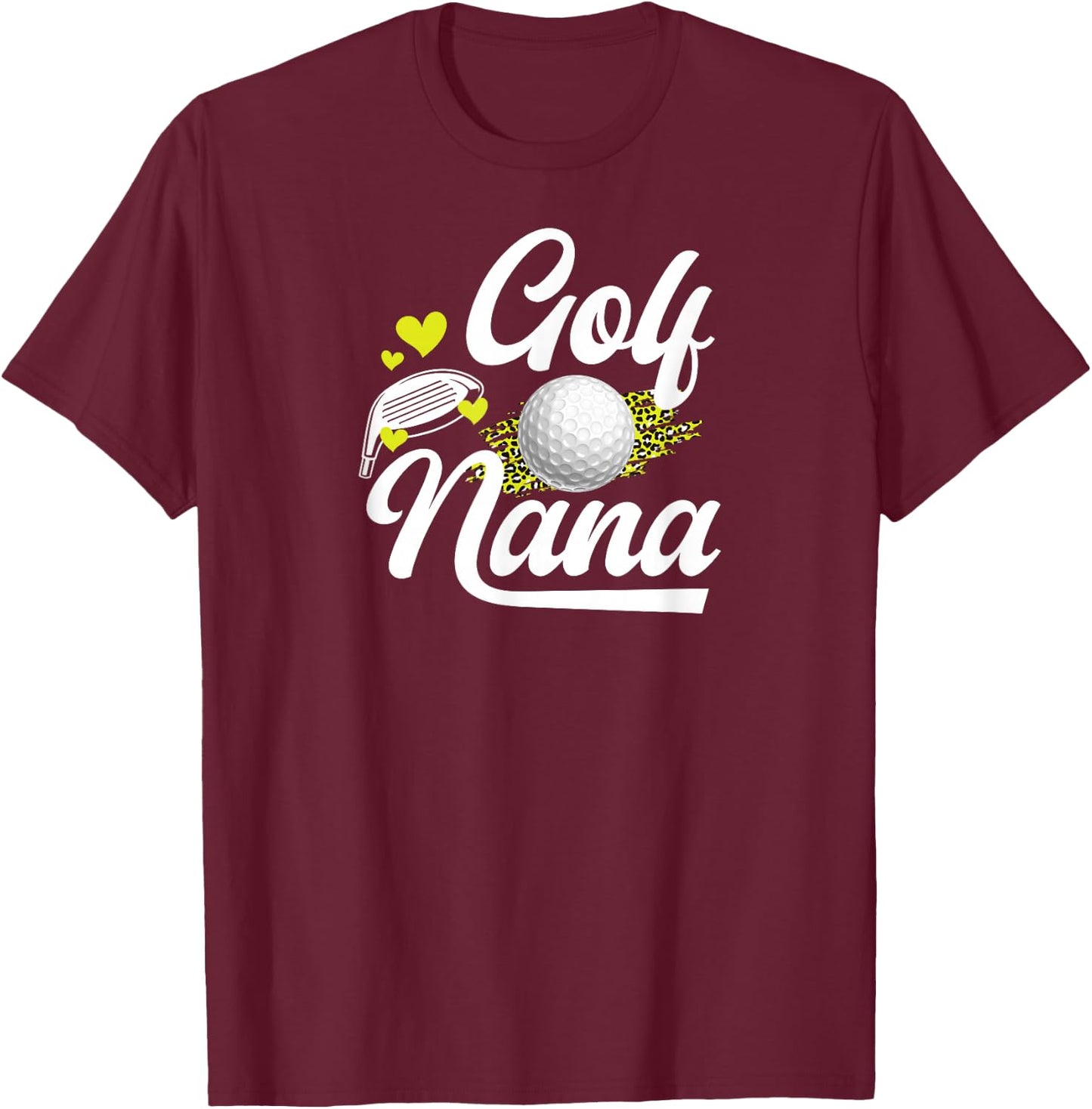 Golf Nana Leopard Golfer Nana Of A Golf Player Nana T-Shirt - T-Shirt | Maroon