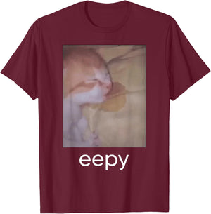 Eepy Cat Meme T-Shirt - T-Shirt | Maroon