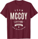 Mccoy Personalized Name Apparel Cld -Adult Fun Black Small Short Sleeve Team Mccoy Lifetime Member Man Myth Legend T-Shirt - T-Shirt | Maroon