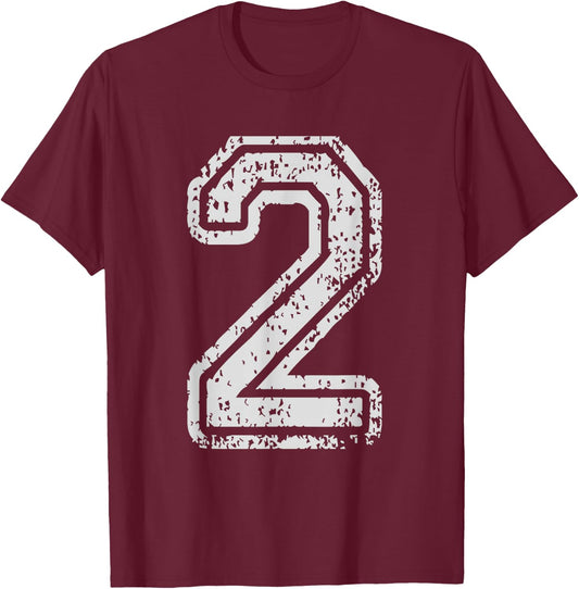 Team Jersey Uniforms Number 2 Two School Sports Birthdays T-Shirt - T-Shirt | Maroon