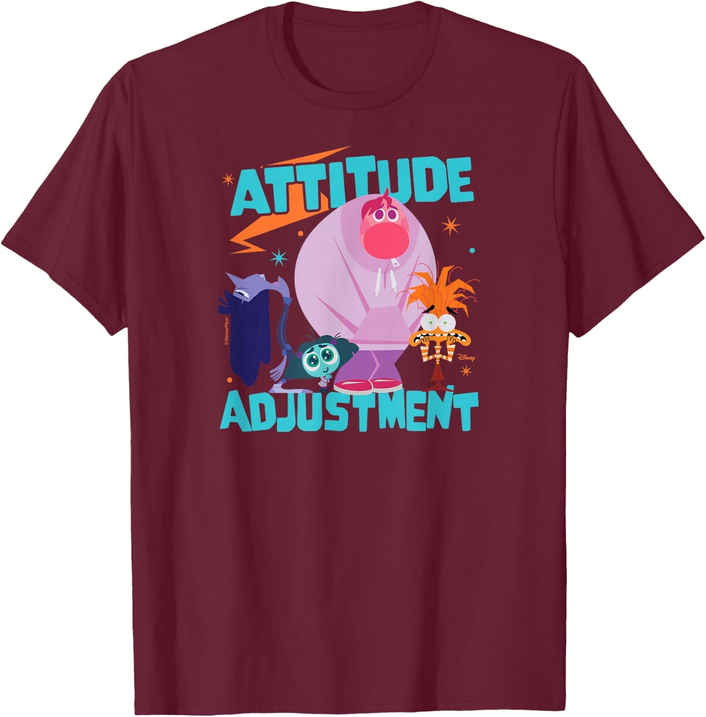 Inside Out 2 - Ennui Envy Embarrassment Anxiety Attitude T-Shirt - T-Shirt | Maroon