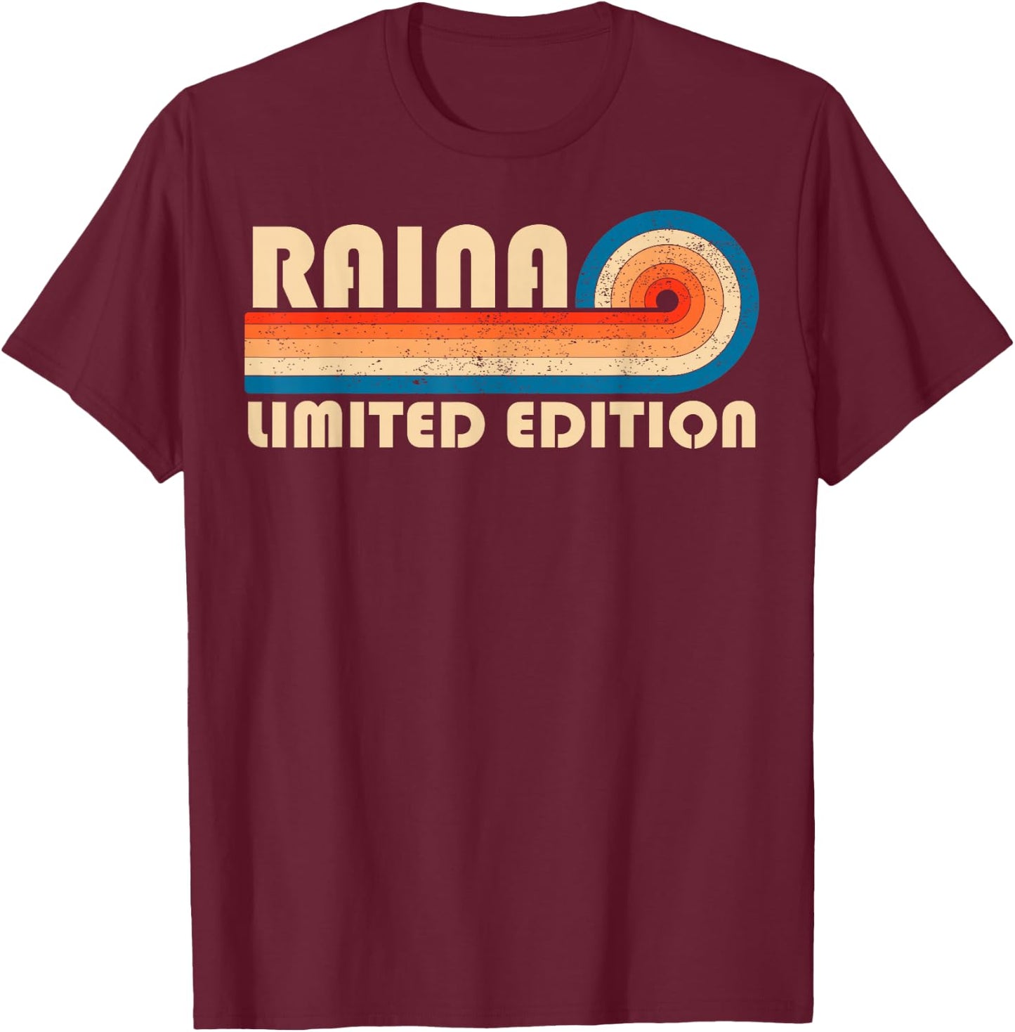 RAINA Surname Retro Vintage 80s 90s Birthday Reunion T-Shirt - T-Shirt | Maroon