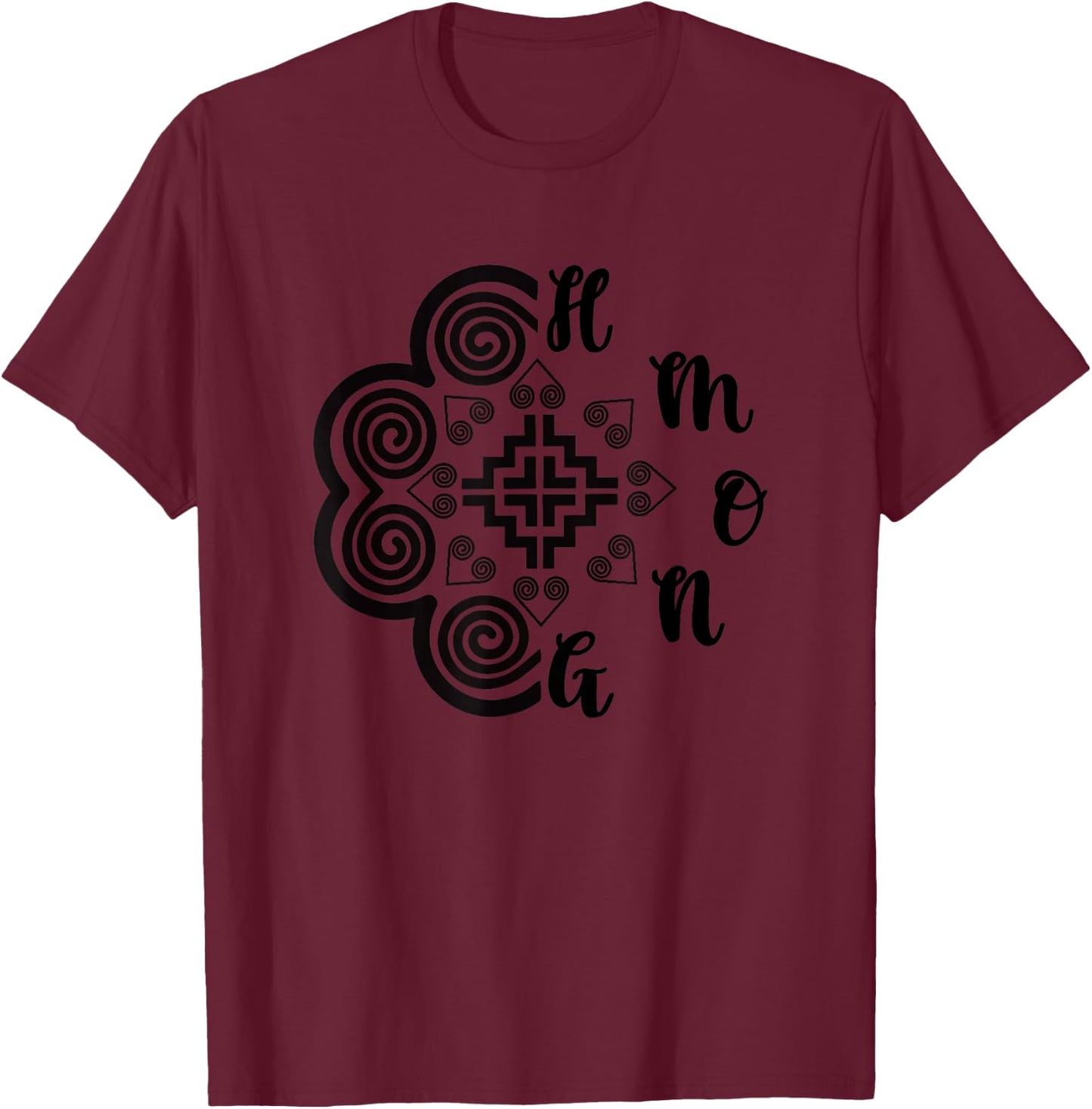 Elephant foot print with word Hmong T-Shirt - T-Shirt | Maroon
