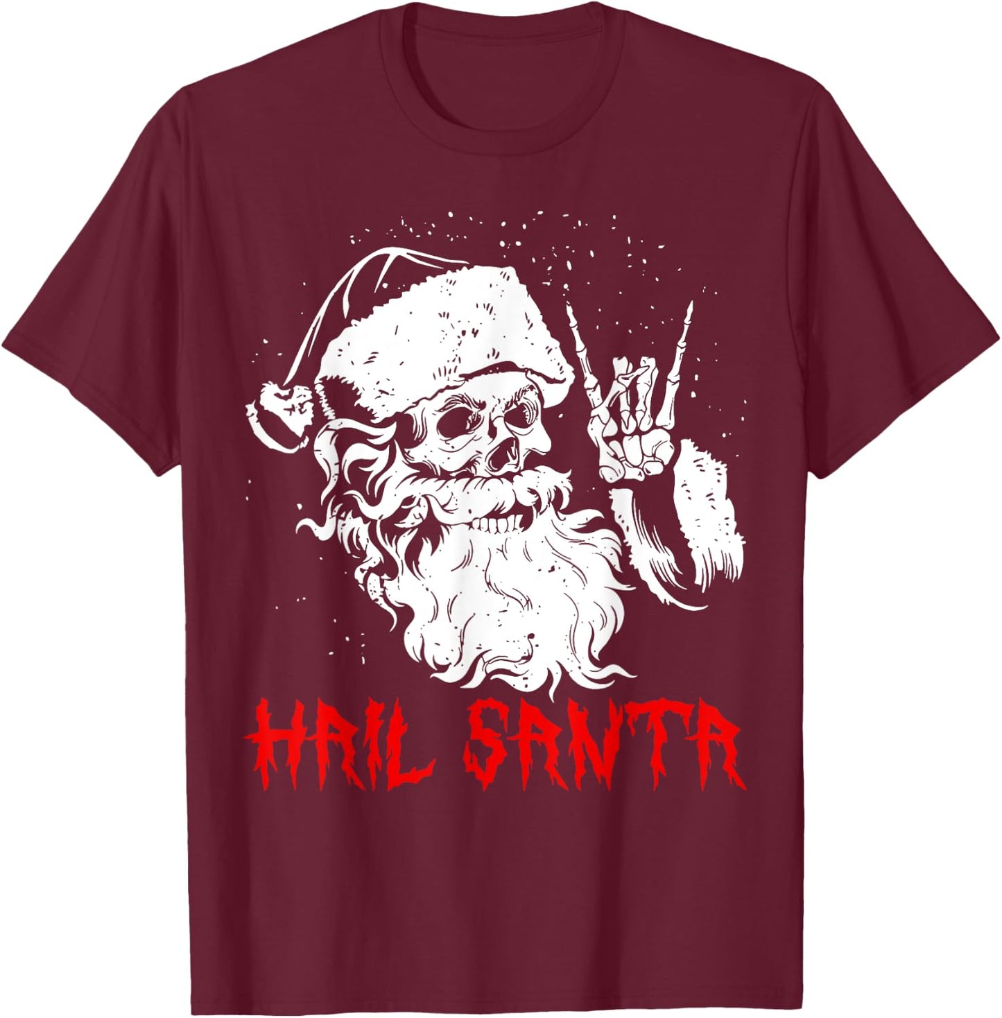 Hail Santa Funny Christmas Pajamas Heavy Metal Xmas Holiday T-Shirt - T-Shirt | Maroon