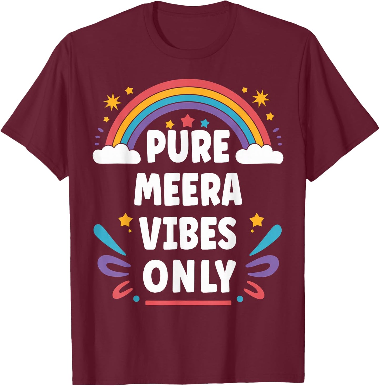 MEERA Vibes Only Cute Retro Girls MEERA Name T-Shirt - T-Shirt | Maroon