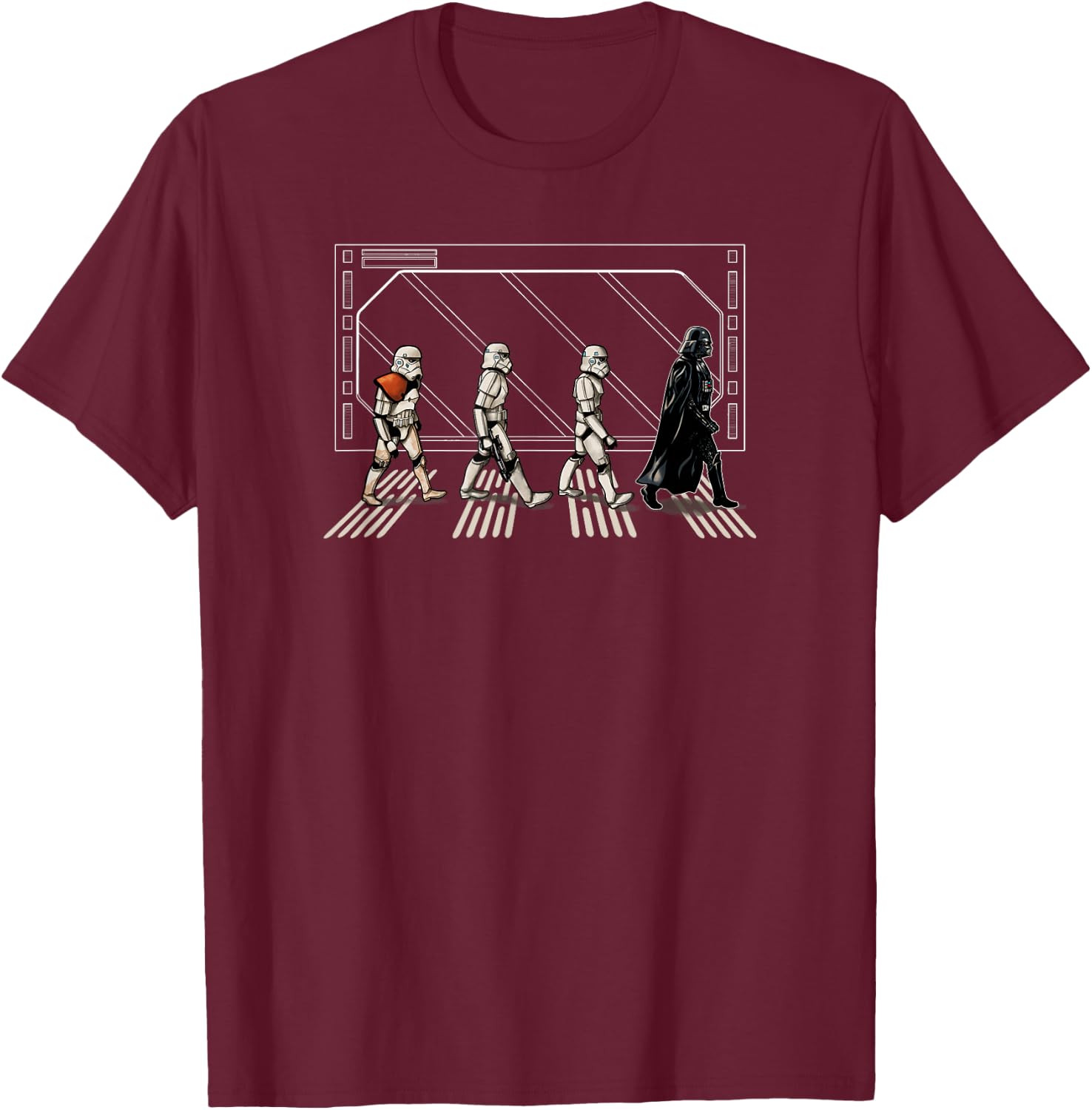 Star Wars Classic Darth Vader & Stormtroopers Abbey Road T-Shirt - T-Shirt | Maroon