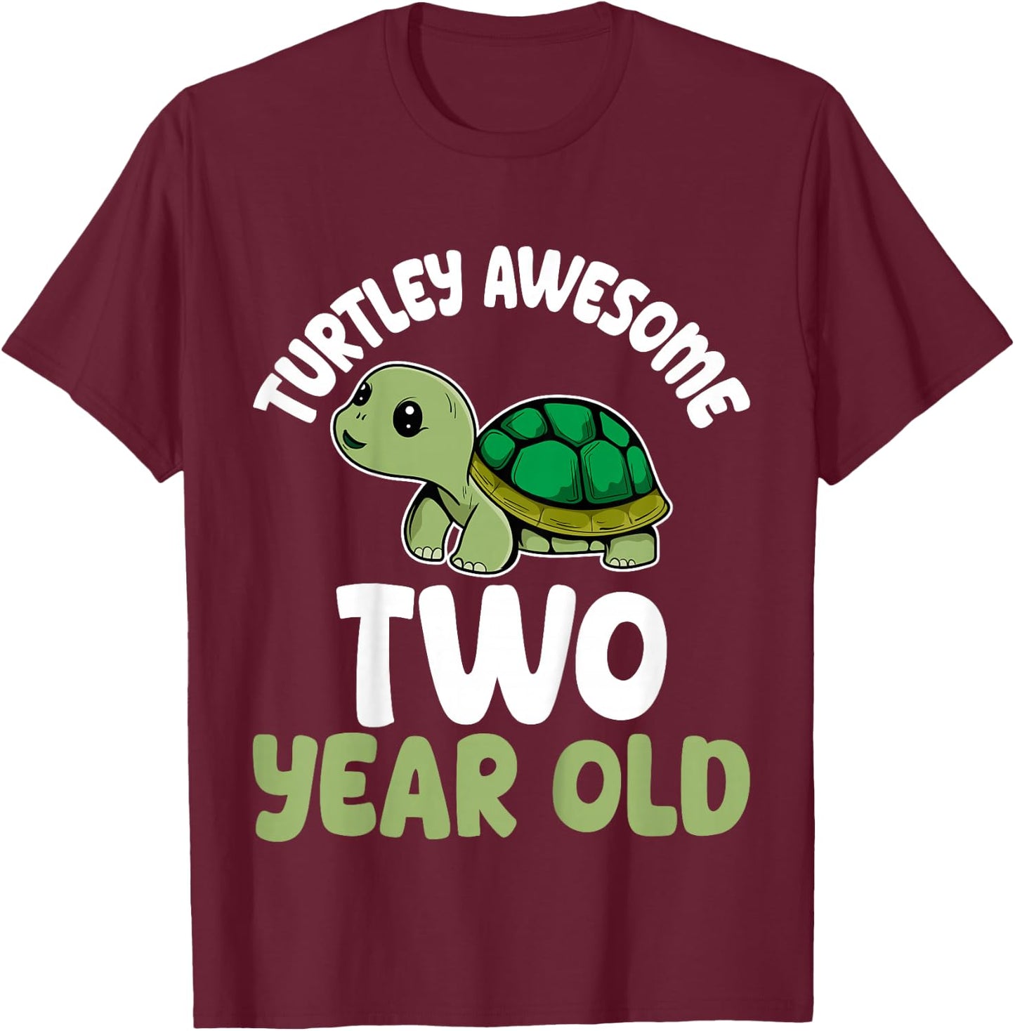 Turtley Awesome Two Years Old 2nd Birthday Party Turtle Kids T-Shirt - T-Shirt | Maroon