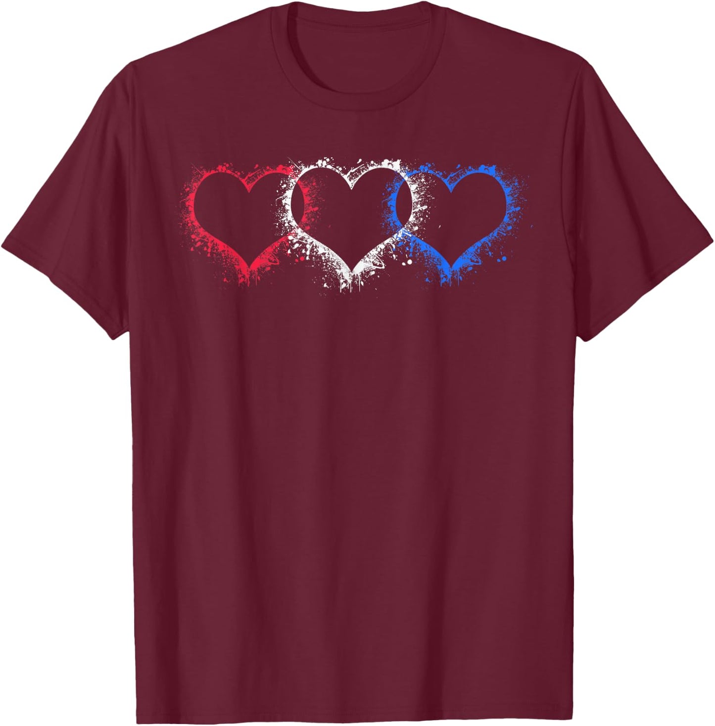 Patriotic USA American Hearts Armed Forces 4th of July T-Shirt - T-Shirt | Maroon