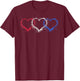 Patriotic USA American Hearts Armed Forces 4th of July T-Shirt - T-Shirt | Maroon