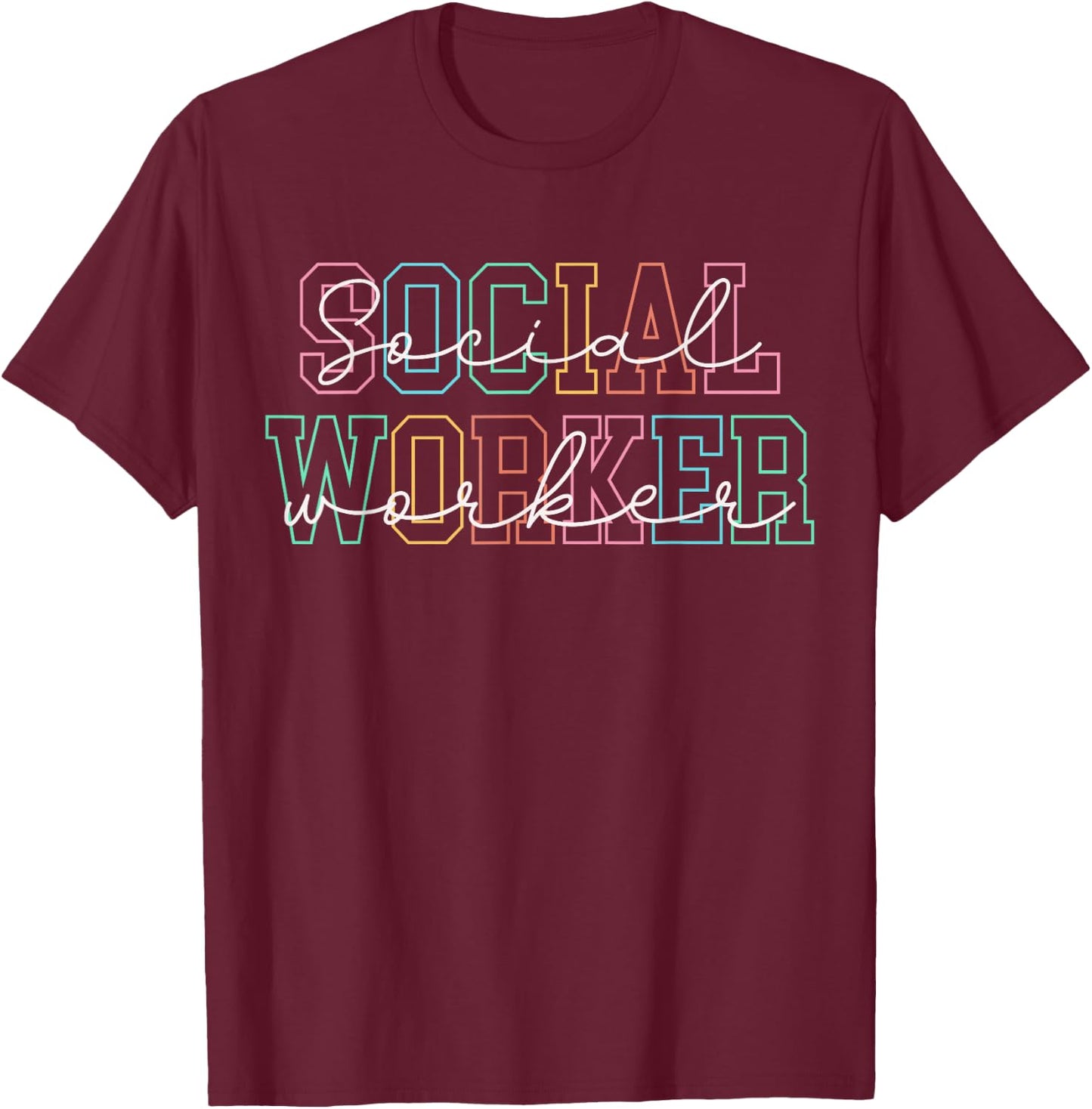 Social Worker Men Women Retro Social Worker T-Shirt - T-Shirt | Maroon