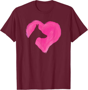 Doberman Heart Silhouette Dobermann Family Breed Dog T-Shirt - T-Shirt | Maroon