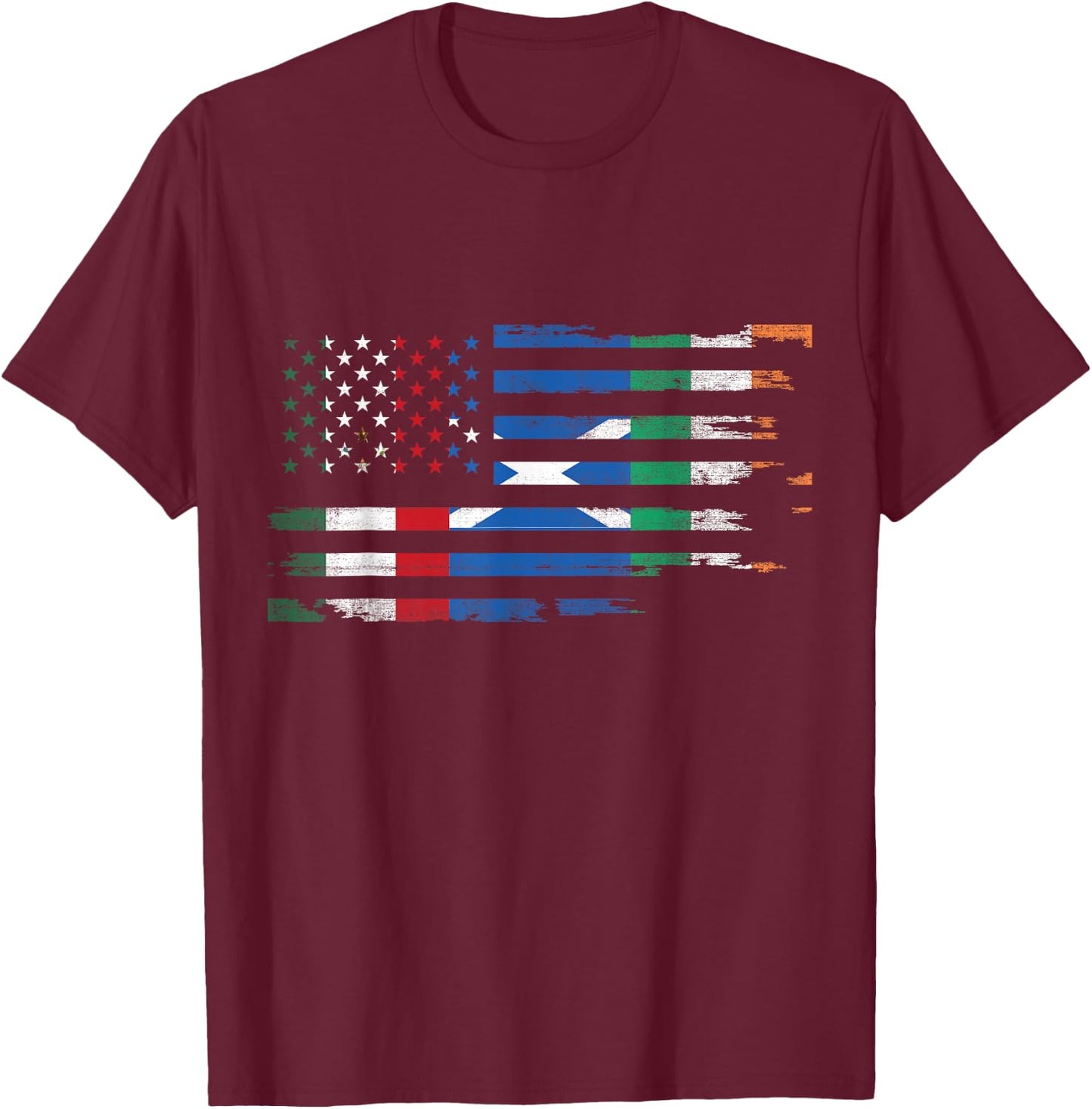 Mexican Irish Scottish American Flag of USA T-Shirt - T-Shirt | Maroon