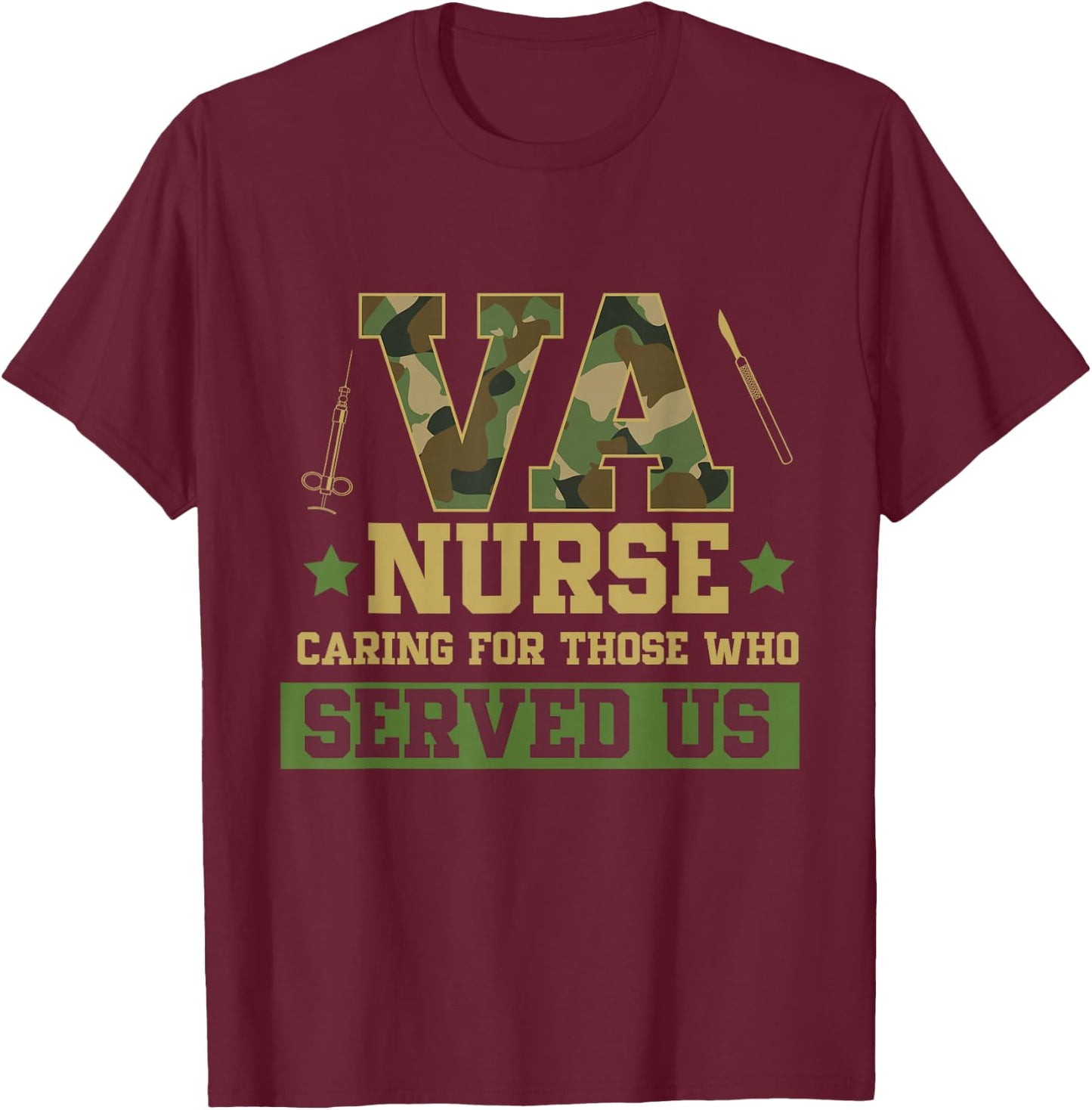 VA Nurse Veterans Day Family Patriotic Nursing Scrub T-Shirt - T-Shirt | Maroon