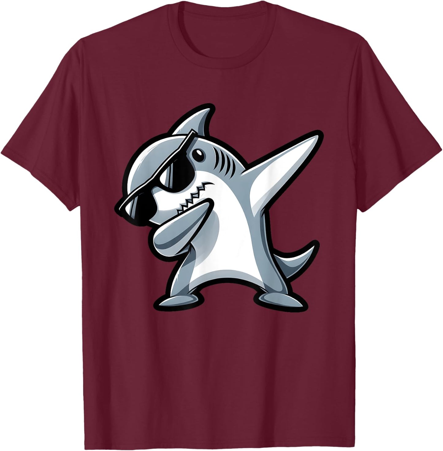 Cool Dabbing Shark Boys Kids Beaches Summer Vacation Party T-Shirt - T-Shirt | Maroon
